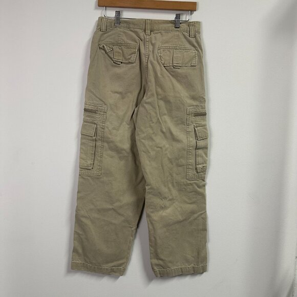 Y2K Old Navy Wide Leg Zipper Cargo Pants Khaki Brown Skater Skate Men's Sz 30 - Picture 5 of 7